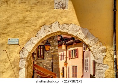 Annecy, France - June 2022 : Landmarks In Sunny Weather, HDR Image