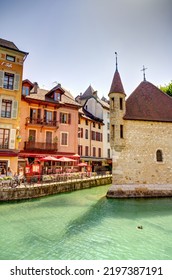 Annecy, France - June 2022 : Landmarks In Sunny Weather, HDR Image