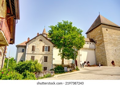 Annecy, France - June 2022 : Landmarks In Sunny Weather, HDR Image