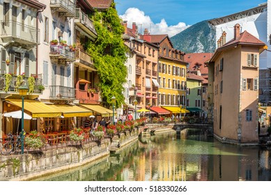 ANNECY,FRANCE - SEPTEMBER 2,2016 - In the streets of Annecy. Annecy is the largest city of Haute Savoie department in the Auvergne Rhone Alpes region in southeastern France. 
