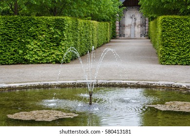 ANNEVOIE / BELGIUM - MAY 2014: Regular park (Les Jardins d'Annevoie) of the Annevoie castle, Belgium