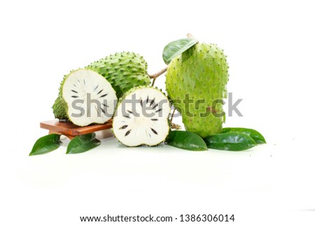 Annona muricata Fruit Green fresh White background Foto stock © 