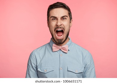 Annoyed Brunet Male Yells Anger Being Stock Photo (Edit Now) 1006651171