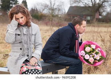 Annoyed couple facing difficulties