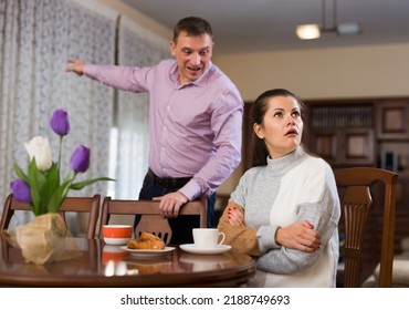 Annoyed Husband And Wife Quarreling At Home