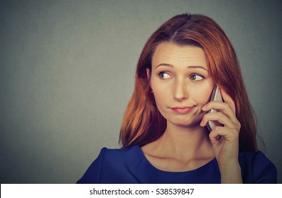 Annoyed Upset Woman Talking On Mobile Phone