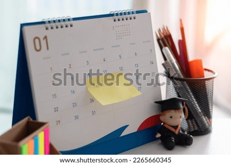 Annual Leave Schedule Planning To Do List Concept. leave on paper note stick on the calendar for January. Reminder or Schedule.