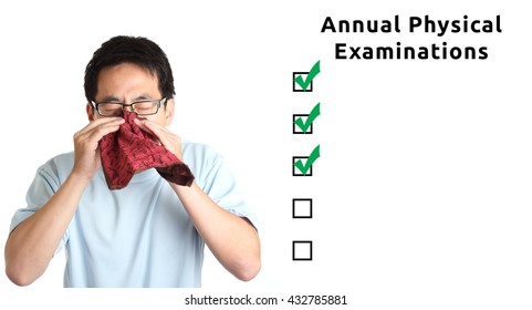 Annual Physical Examination Checklist With Man Sneezing - Blank For Your Information