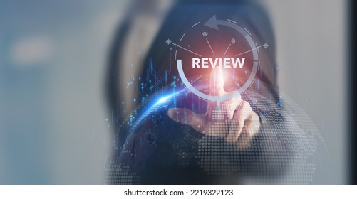 Annual review, business and customer review. Review evaluation time for review inspection assessment auditing. Learning, improvement, planning and development. End of year business concept. - Shutterstock ID 2219322123