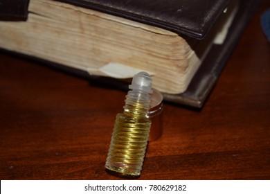 Anointing Oil And Holy Bible.