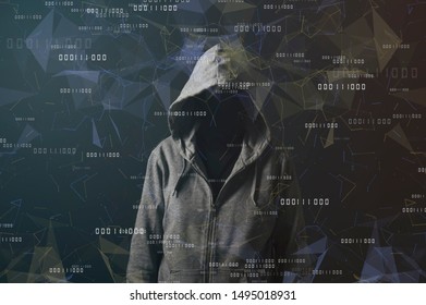Anonymous computer hacker, concept for network security, cyber attack or ransomware