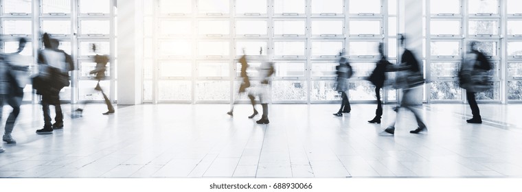 Anonymous Crowd Of People Walking On A Trade Fair