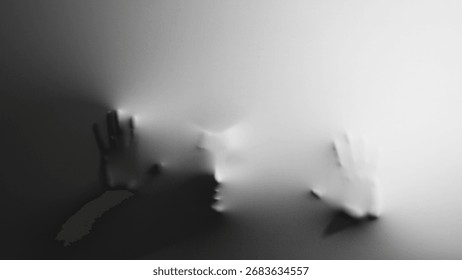 Anonymous face and Ghostly Hands Behind Fabric