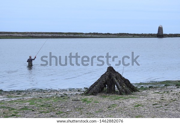 Anonymous Fisherman Fishing Mornington Boyne Estuary Stock Photo Edit Now