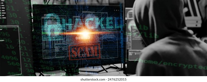 Anonymous Hacker at Work: Capturing the Essence of Cyber Espionage, Malware, and Data Breaches in a High-Tech Environment, Emphasizing the Importance of Cyber Defense and Online Security