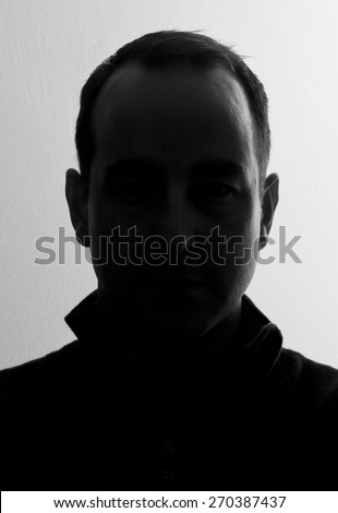 Anonymous portrait. Silhouette of man. Unidentifiable