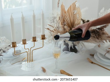 An Anonymous Woman Setting Up Table For Birthday Lunch Party At Home