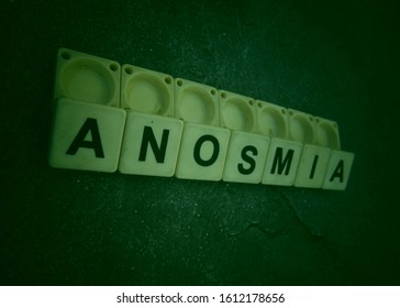 Anosmia, Word Cube With Background.