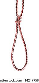 another side of slipped figure-eight loop noose tied on synthetic rope cut out on white background