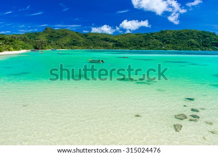 Anse a La Mouche - Paradise beach on tropical island Mahé in Seychelles