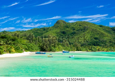 Anse a La Mouche - Paradise beach on tropical island Mahé in Seychelles