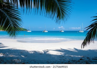 Anse Lazio Praslin Seychelles, a tropical beach during a luxury vacation in the Seychelles. Tropical beach Anse Lazio Praslin Seychelles