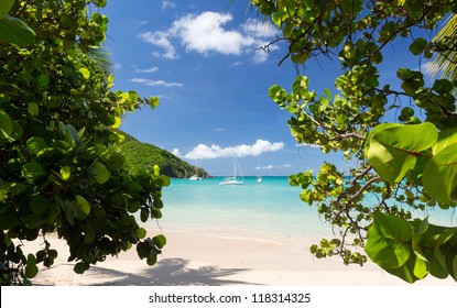 Anse Marcel Beach And Boats On French Side Of St Martin Sint Maarten Caribbean