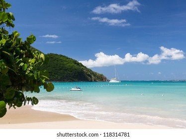 Anse Marcel Beach And Boats On French Side Of St Martin Sint Maarten Caribbean