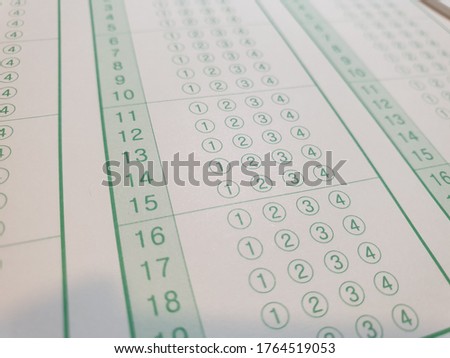 answer sheet or OMR card marking test answers