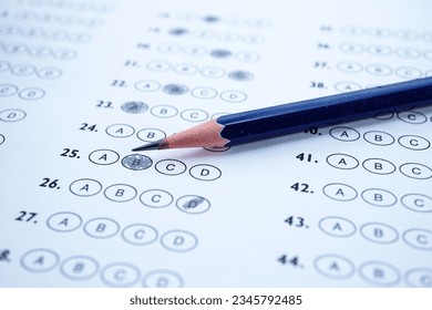 Answer sheets with Pencil drawing fill to select choice : education concept - Shutterstock ID 2345792485