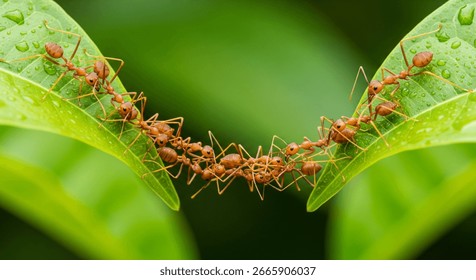 Ant action standing.Ant bridge unity team, Concept team work together