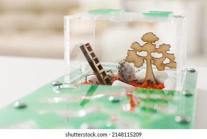 Ant Farm (formicarium) On Table, Closeup View