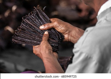 Antalaha, Madagascar, August 19, 2016: Preparation of vanilla in a craft workshop in Antalaha, eastern Madagascar