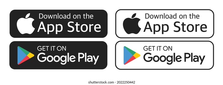 Antalya, Turkey - August 10, 2021: Download On The App Store And Get It On Google Play Button Icons, Printed On Paper