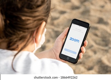 Antalya, TURKEY - December 02, 2020. Cell Phone Showing Zoom Cloud Meetings App Logo. Zoom Meeting Opening Screen