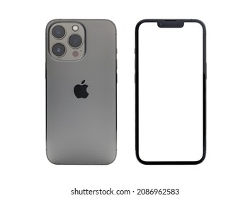 Antalya, Turkey - December 07, 2021: Newly released iPhone 13 Pro mockup set with back and front angles