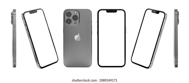 Antalya, Turkey - December 11, 2021: Newly released iPhone 13 Pro mockup set with different angles