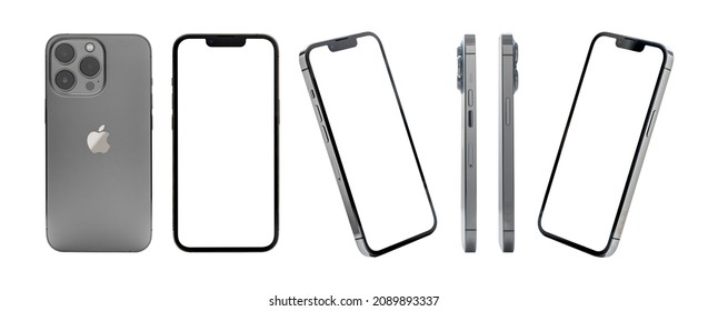 Antalya, Turkey - December 13, 2021: Newly released iPhone 13 Pro mockup set with different angles