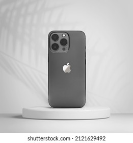 Antalya, Turkey - February 10, 2022: Newly Released IPhone 13 Pro Mockup With Back View