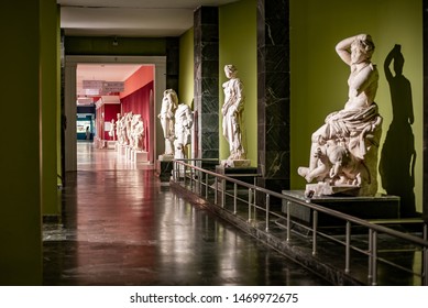 Antalya / Turkey - July 28 2019: Antalya Museum, Tomb Statues, Halls.