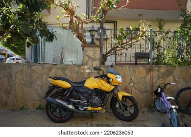 Antalya, Turkey - November 12, 2021: Parked Motorbike In Antalya Street.