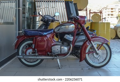 Antalya, Turkey - November 12, 2021: Parked Motorbike In Antalya Street.