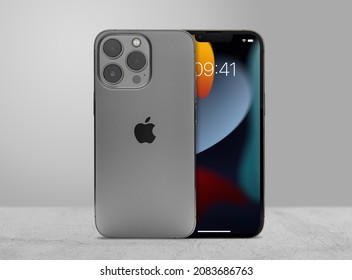 Antalya, Turkey - November 30, 2021: Newly released iphone 13 pro mockup set with back and front angles