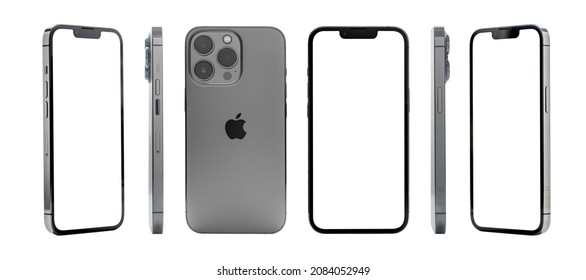 Antalya, Turkey - November 30, 2021: Newly released iPhone 13 Pro mockup set with different angles