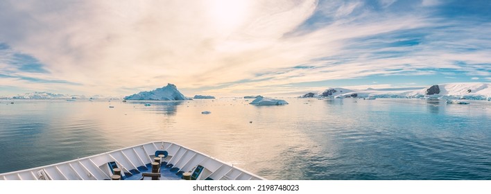 Antarctic iceberg landscape in Cierva Cove - a deep inlet on the west side of the Antarctic Peninsula, surrounded by rugged mountains and dramatic glacier fronts - Shutterstock ID 2198748023