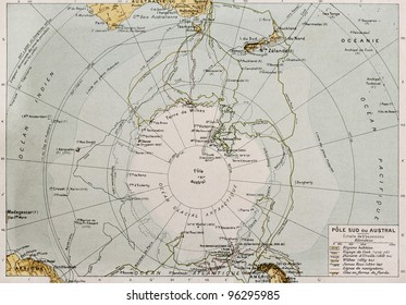 Antarctic Old Map. By Paul Vidal De Lablache, Atlas Classique, Librerie Colin, Paris, 1894