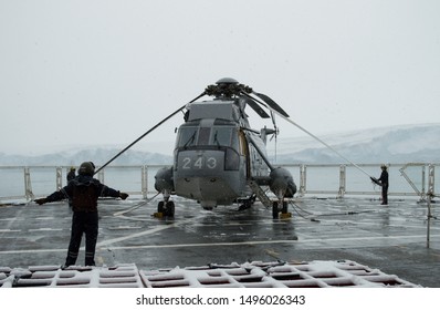 Antarctica; Argentina; 04/09/2018; Sea King Helicopter Rotary Wing Blades Folding