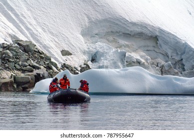 ANTARCTICA - CIRCA JANUARY 2015: Inflatable boat from an Antarctic cruise ship