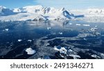 Antarctica mountains and ocean. South Pole. Antarctica seascape and landscape. Glaciers.