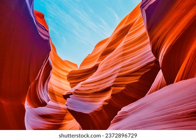 Antelope Canyon is a mesmerizing natural wonder, renowned worldwide for its flowing red rock formations, making it one of the most sought-after destinations for nature enthusiasts across - Powered by Shutterstock